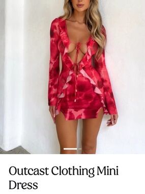 Outcast Sheer Ruffled Tie-Front Top in Coral & Orange